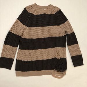 H&M striped blush and charcoal gray color sweater